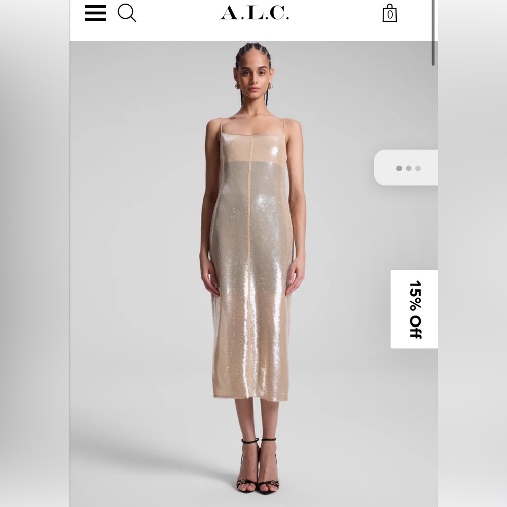 A.L.C. Danielle Sequin Midi Dress in Champagne
